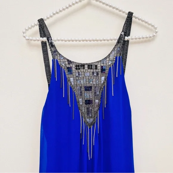 100% Silk Beaded Maxi Dress BCBG MaxAzria - Picture 3 of 11